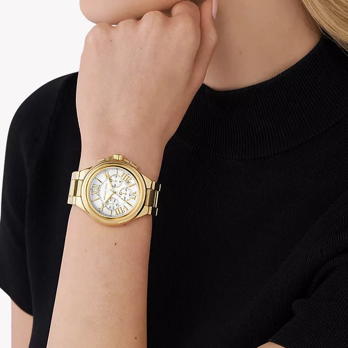 MICHAEL KORS MK7270 GOLDEN ELEGANCE - SOPHISTICATED WOMEN'S WATCH with stainless steel band and white dial-i-Watch-4