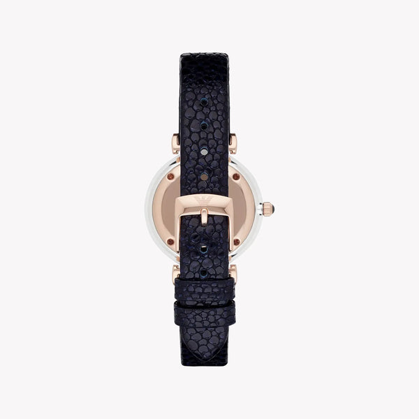 Emporio Armani Women's Dark Blue Leather Watch, Silver Case | Ar1989 by i-watch
