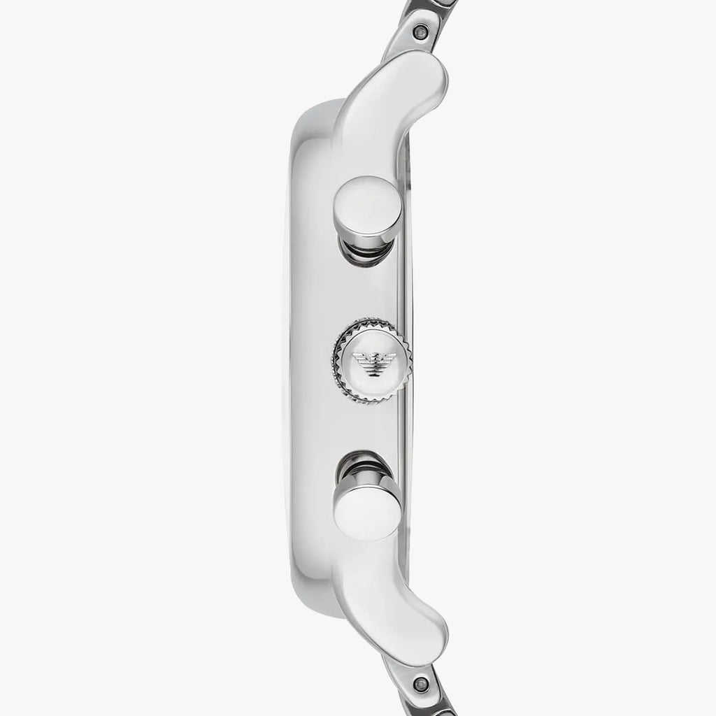 EMPORIO ARMANI AR1853 - BOLD SOPHISTICATION MEN'S WATCH WITH SILVER STAINLESS STEEL BAND & BLACK DIAL-i-Watch-2