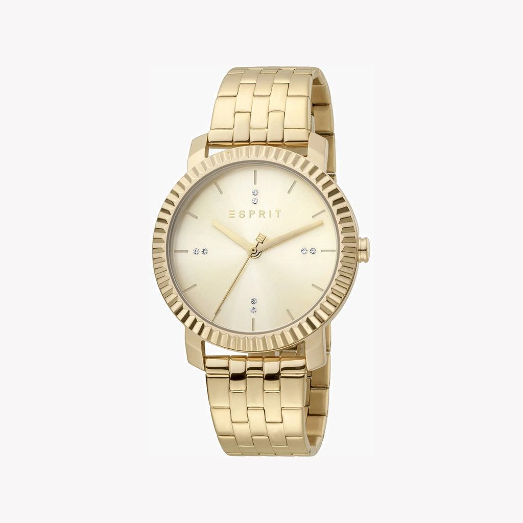 ESPRIT Women's Watch with Gold Stainless Steel Case and Gold Stainless Steel Band