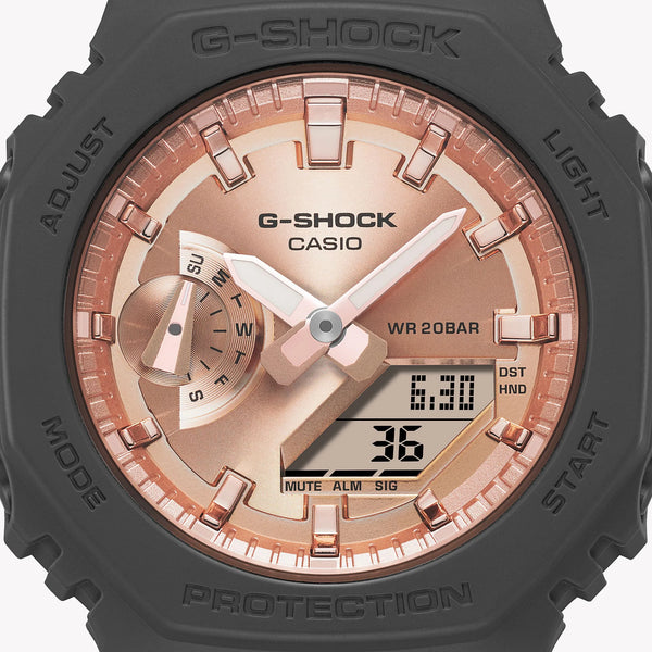 G-Shock Unisex Black Resin Watch, Rose Gold Dial | Gma-S2100md-1aer