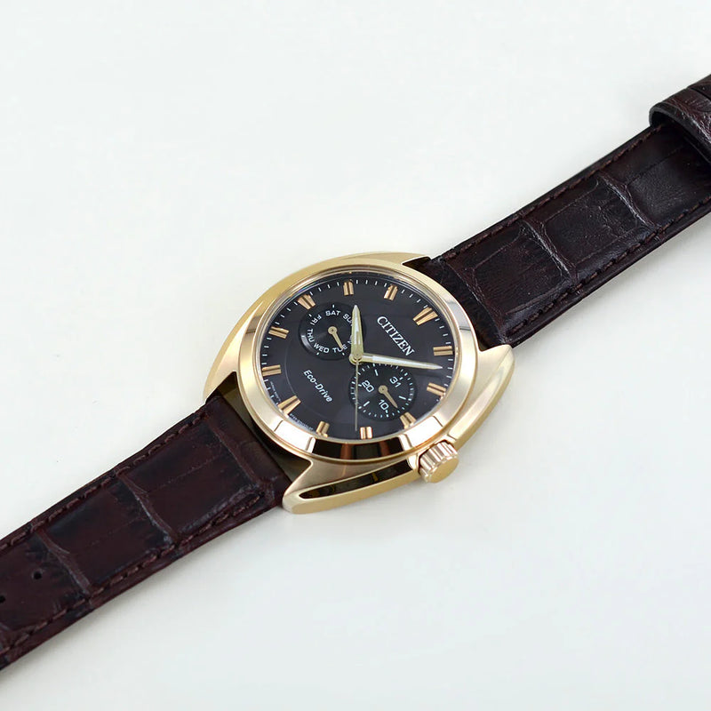 Citizen Bu4018-11h - Elegant Rose Gold Men's Eco-Drive Watch With Leather Strap by i-watch