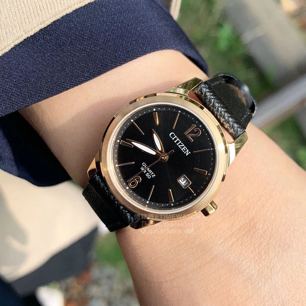 Citizen Eu6078-09e - Elegantly Bold Women's Timepiece With Gold Tone & Black Stainless Steel Band by i-watch