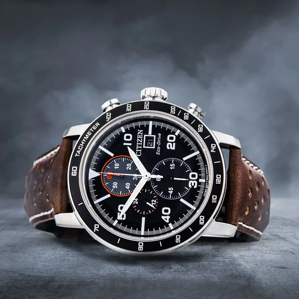 Citizen Ca0641-24e - Modern Elegance: Stainless Steel Chronograph & Leather Timepiece by i-watch