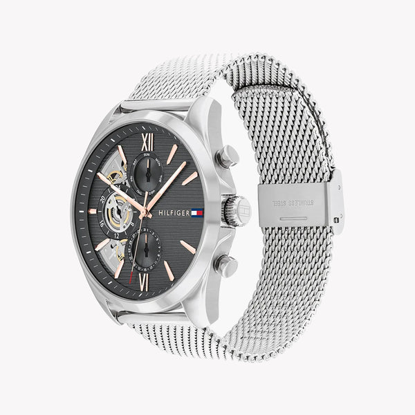 Tommy Hilfiger Men's Silver Watch, Black Dial | 1693558 by i-watch