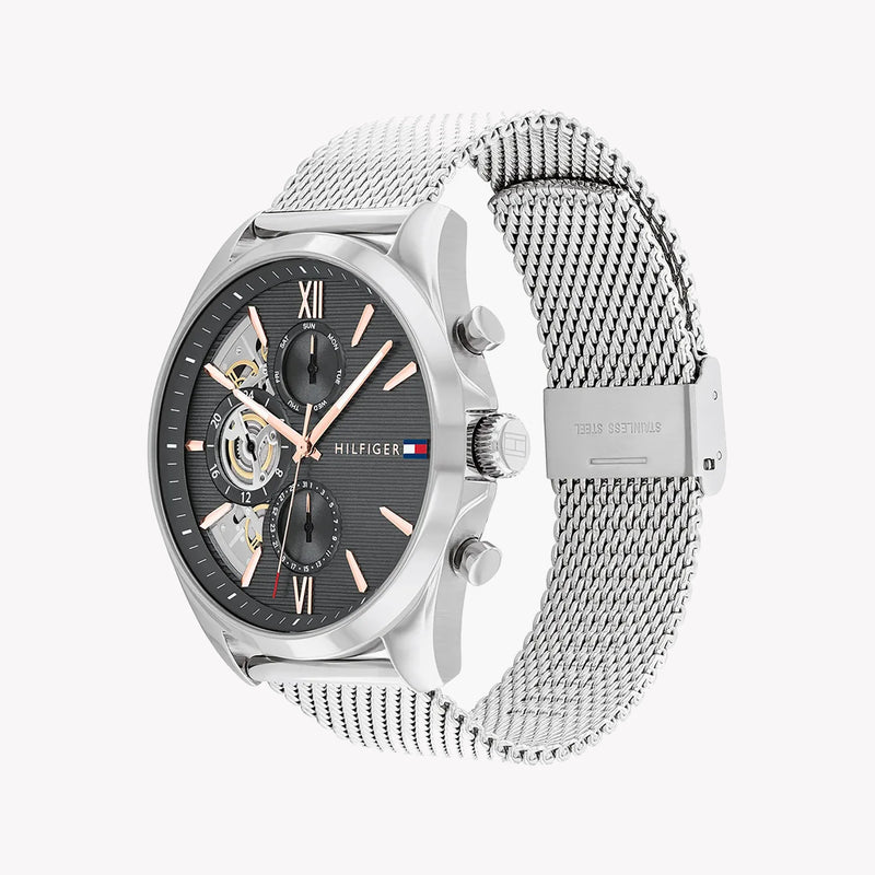 Tommy Hilfiger Men's Silver Watch, Black Dial | 1693558 by i-watch