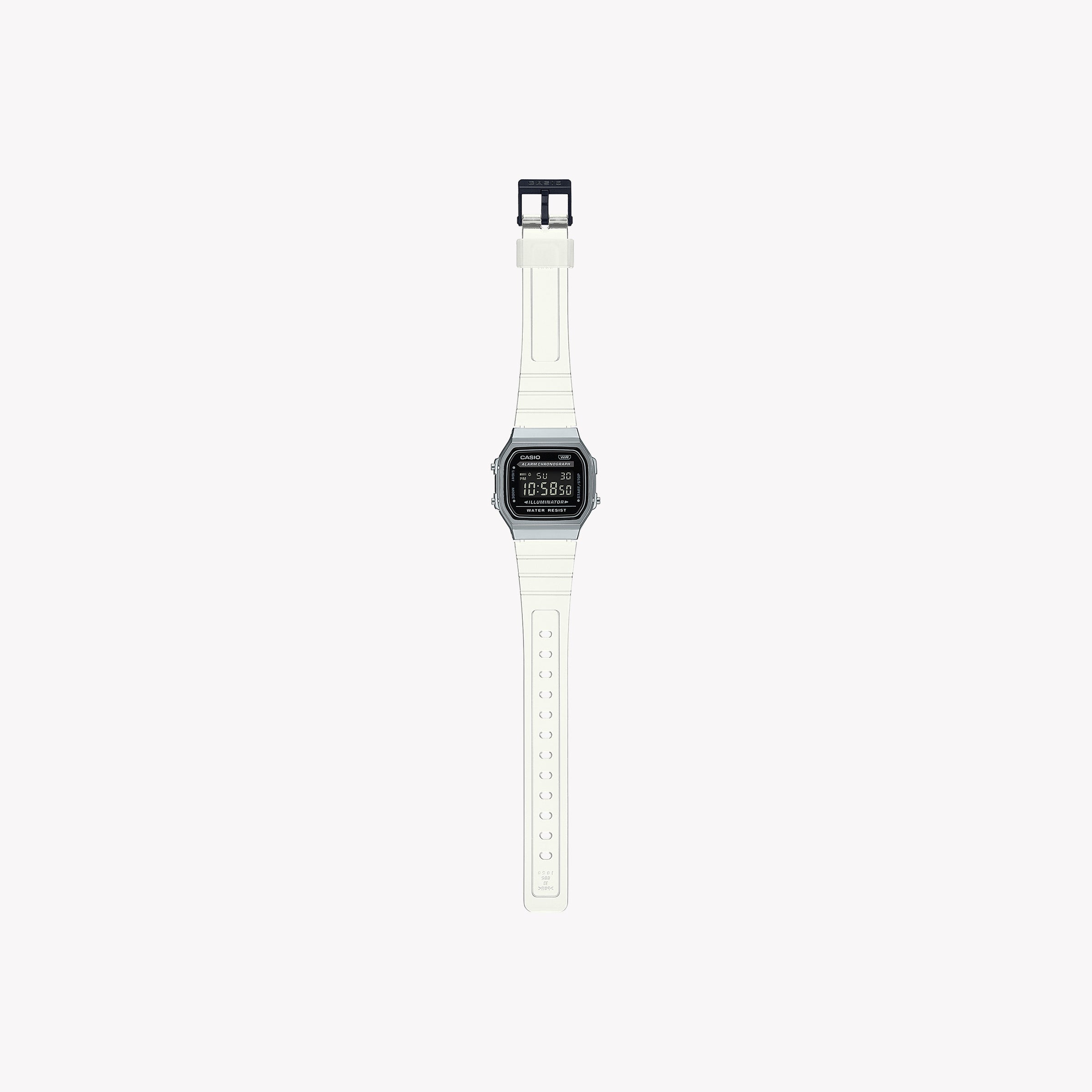 CASIO A168XES-1B BOLD STATEMENT - ELEGANT DIGITAL TIMEPIECE with Chrome Plated Case & White Resin Band-i-Watch-2