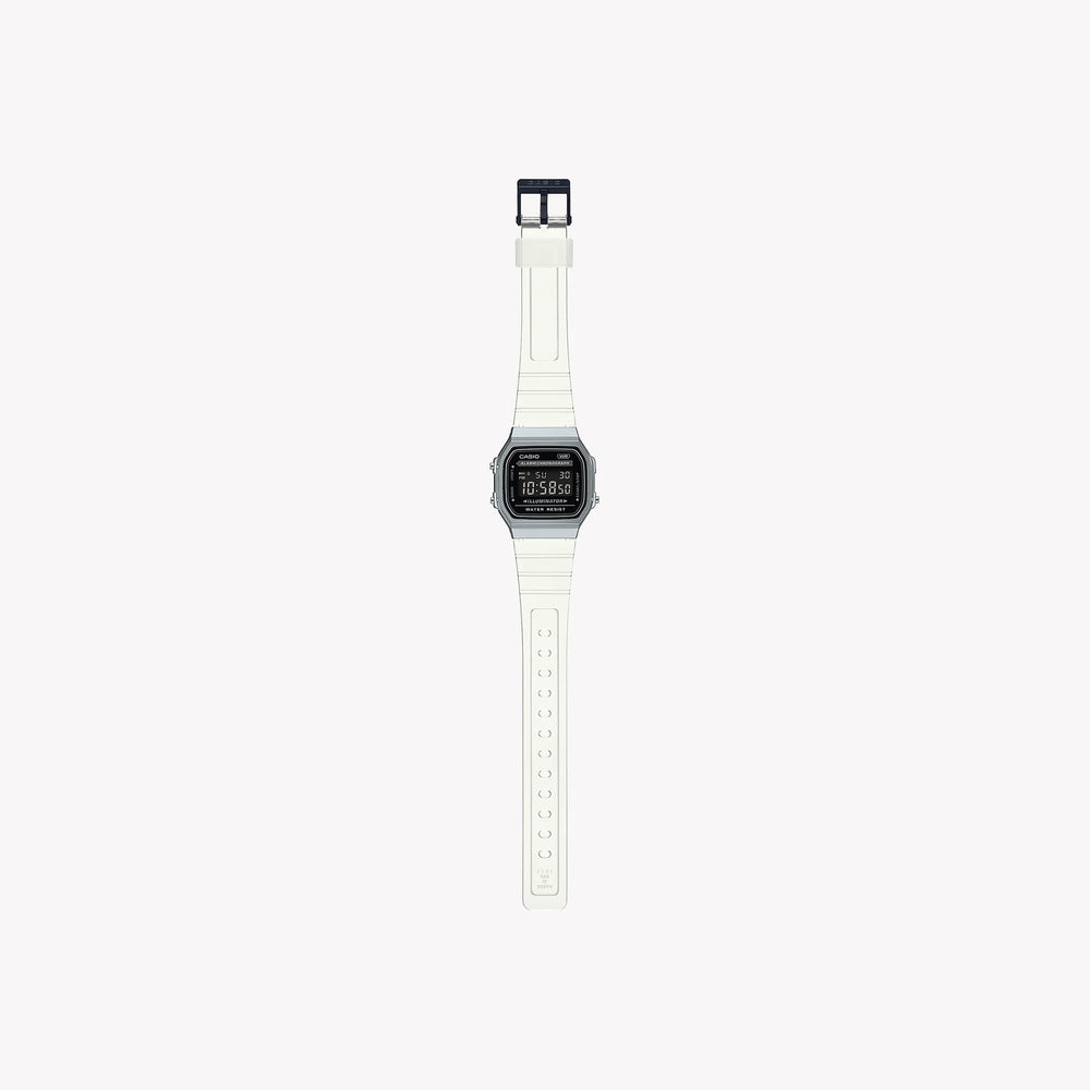 Casio A168xes-1b Digital Watch, Chrome/White | A168xes-1b by i-watch