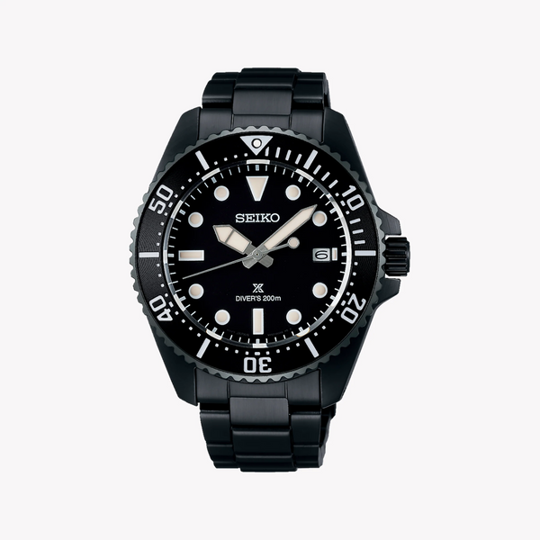 Seiko Prospex Men's Black Stainless Steel Watch, Black Dial | Sne599p1