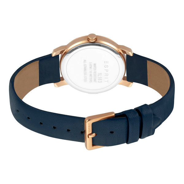 Esprit Women's Watch With Rose Gold Stainless Steel Case And Blue Leather Band by i-watch