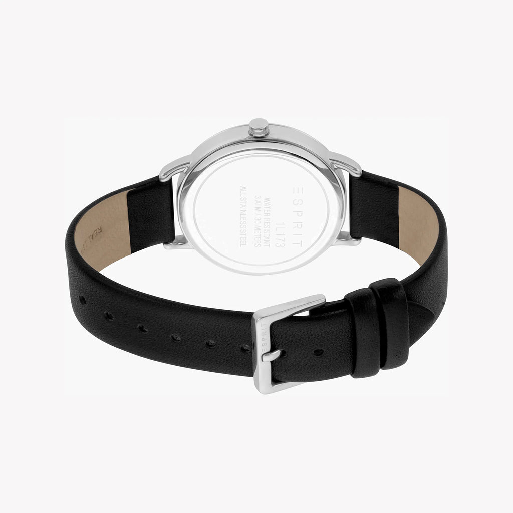 ESPRIT Women's Watch with Silver Stainless Steel Case and Black Leather Band-i-Watch-3