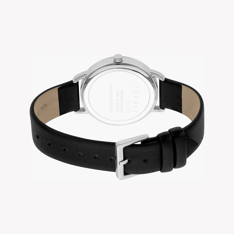 Esprit Women's Black Leather Watch, Silver Dial | ES1L173L0015 by i-watch