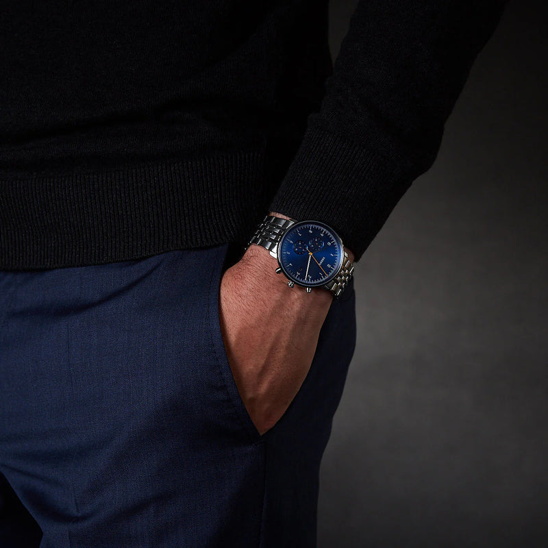 Fossil Men's Silver Stainless Steel, Blue Dial | Fs5542 by i-watch