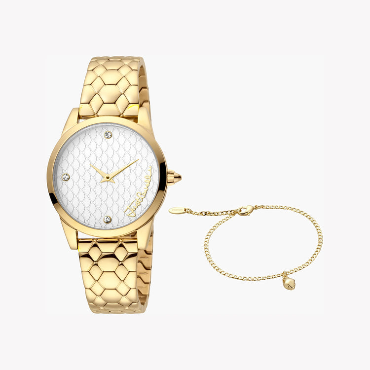 JUST CAVALLI Women's Watch with Gold Stainless Steel Case and Gold Stainless Steel Band