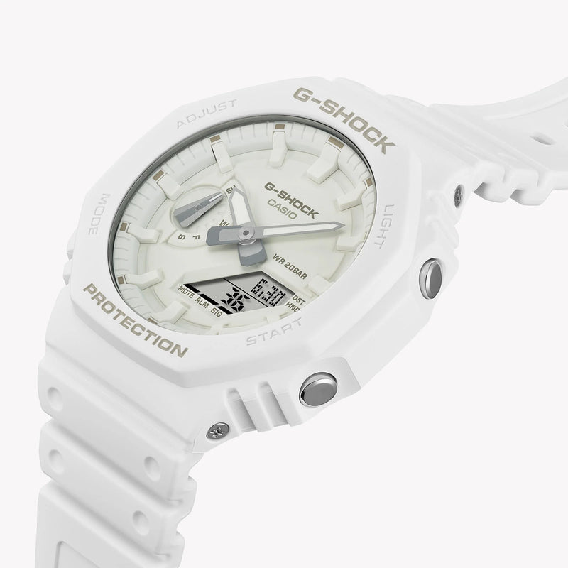 Casio Unisex White Resin Watch, Carbon Case | Ga-2100-7a7er by i-watch