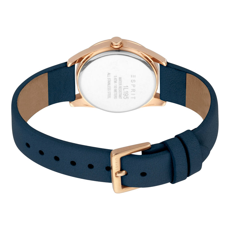 Esprit Women's Watch With Rose Gold Stainless Steel Case And Blue Leather Band by i-watch