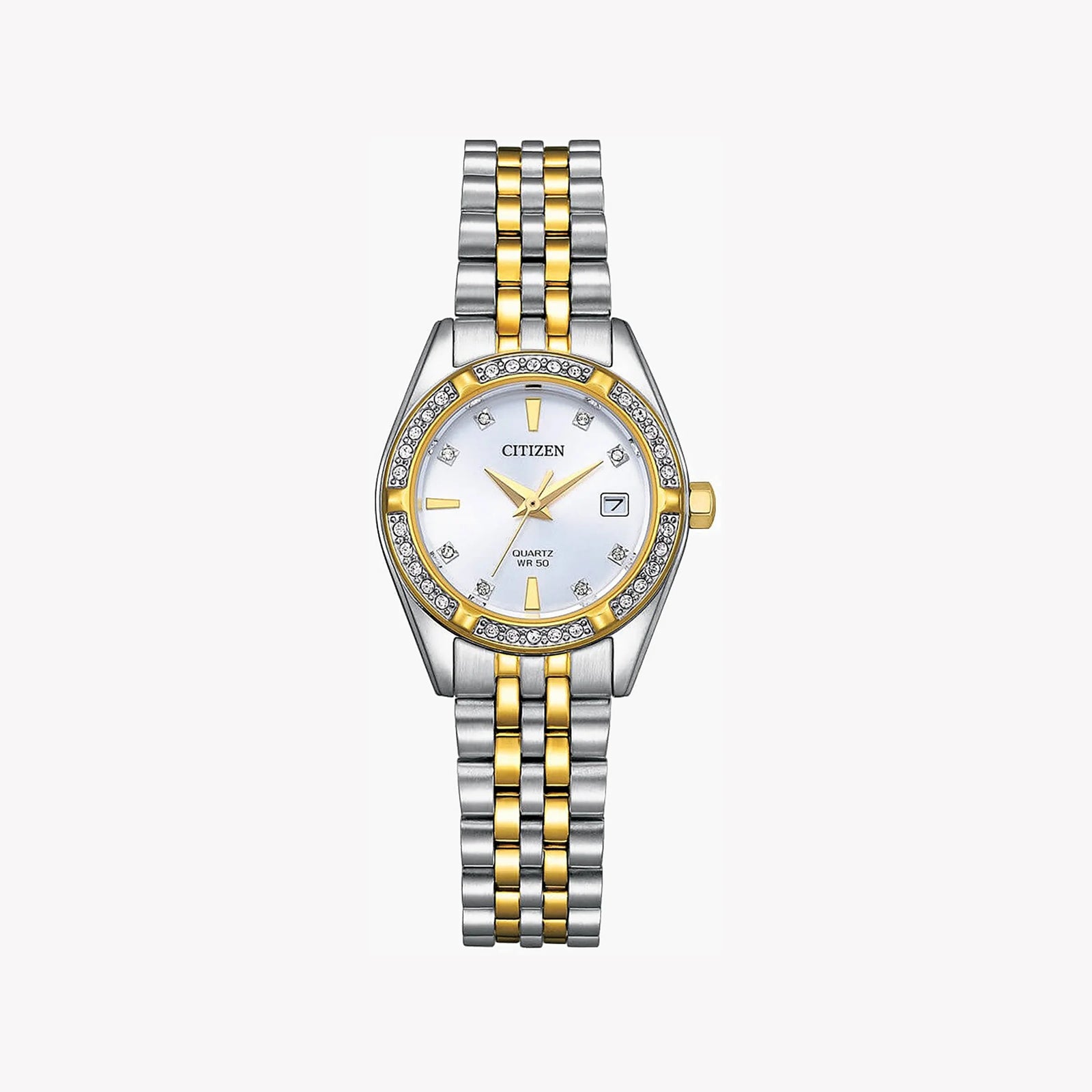 Citizen Women's Silver & Gold Watch, White Dial | Eu6066-59a by i-watch