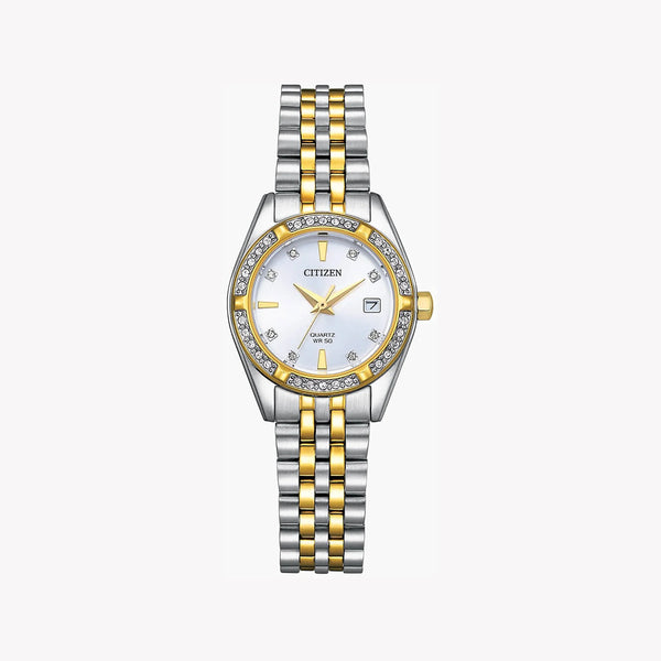 Citizen Women's Silver & Gold Watch, White Dial | Eu6066-59a by i-watch