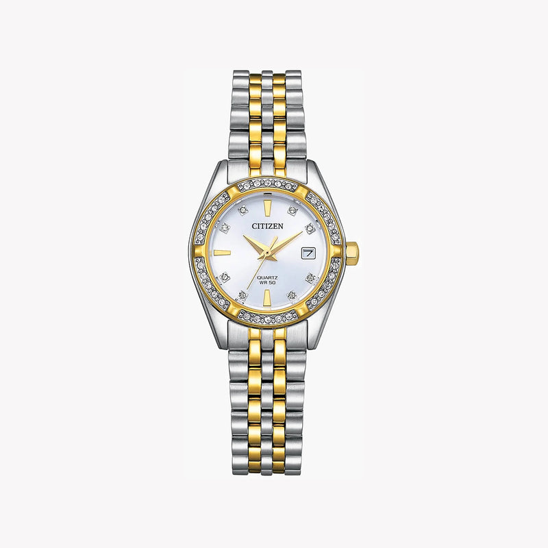 Citizen Women's Silver & Gold Watch, White Dial | Eu6066-59a by i-watch