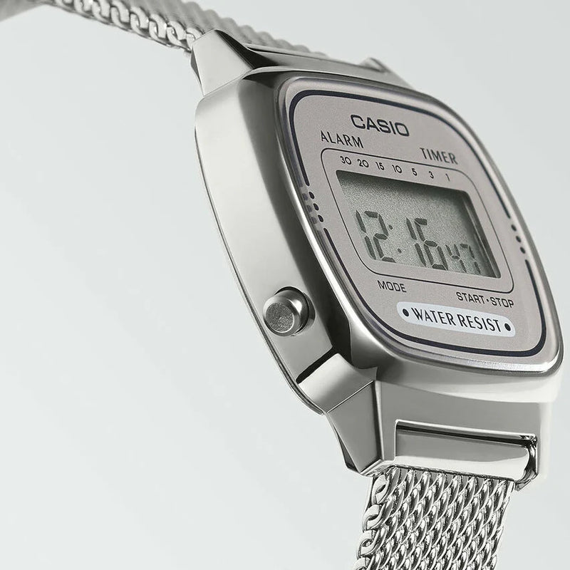 Casio Women's Silver Digital Watch, Resin & Stainless Steel | La670wem-7ef by i-watch