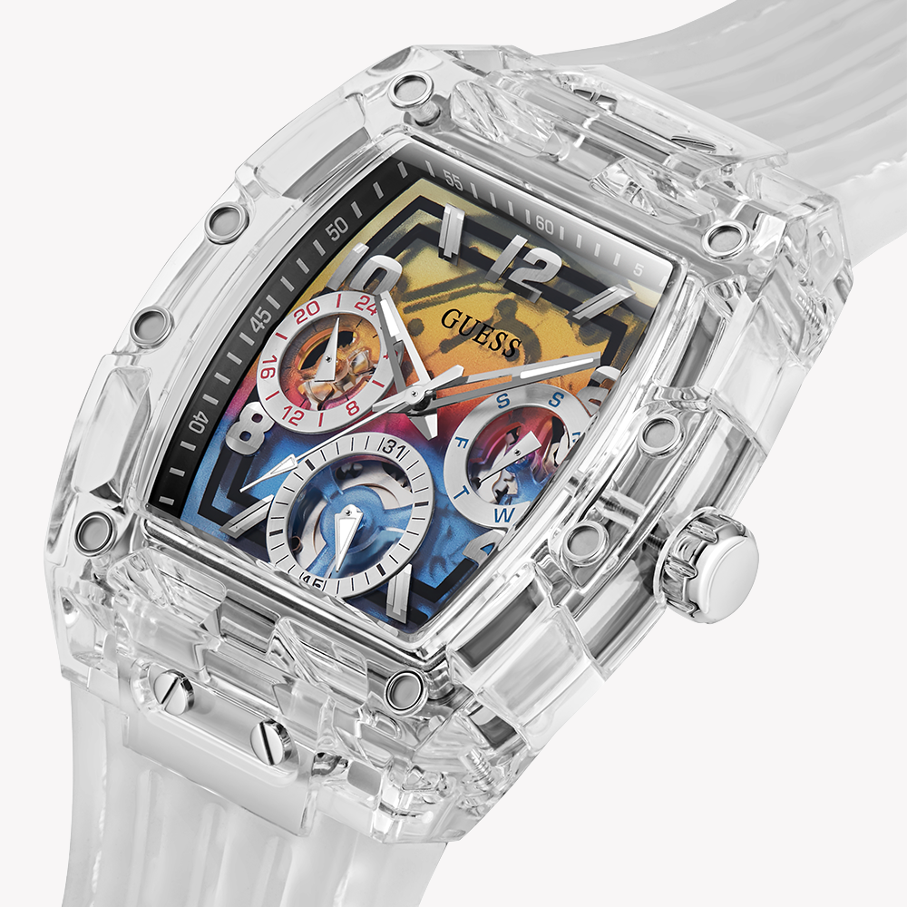 GUESS GW0499G3 VIBRANT EXPRESSIONS - MEN'S MULTICOLOR TIMEPIECE WITH CLEAR SILICONE BAND-i-Watch-5