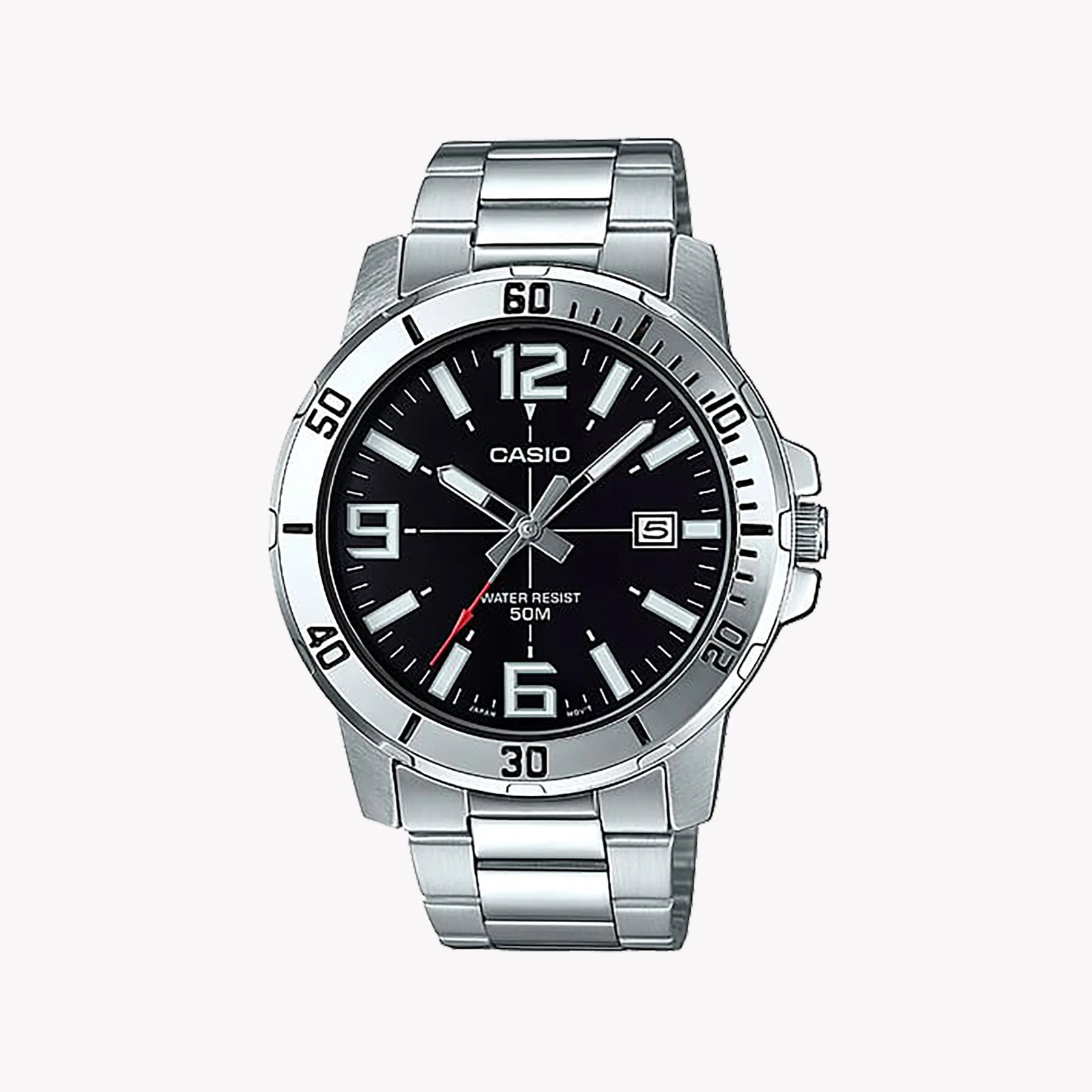 Casio Men's Stainless Steel Watch, Black Dial | Mtp-Vd01d-1bvudf by i-watch