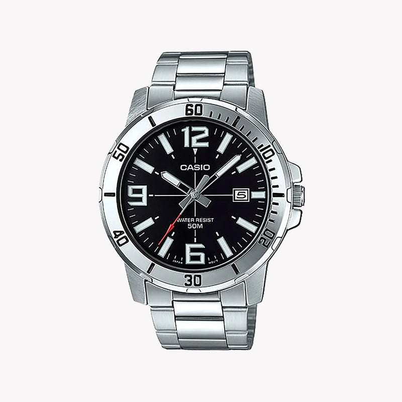 Casio Men's Stainless Steel Watch, Black Dial | Mtp-Vd01d-1bvudf by i-watch