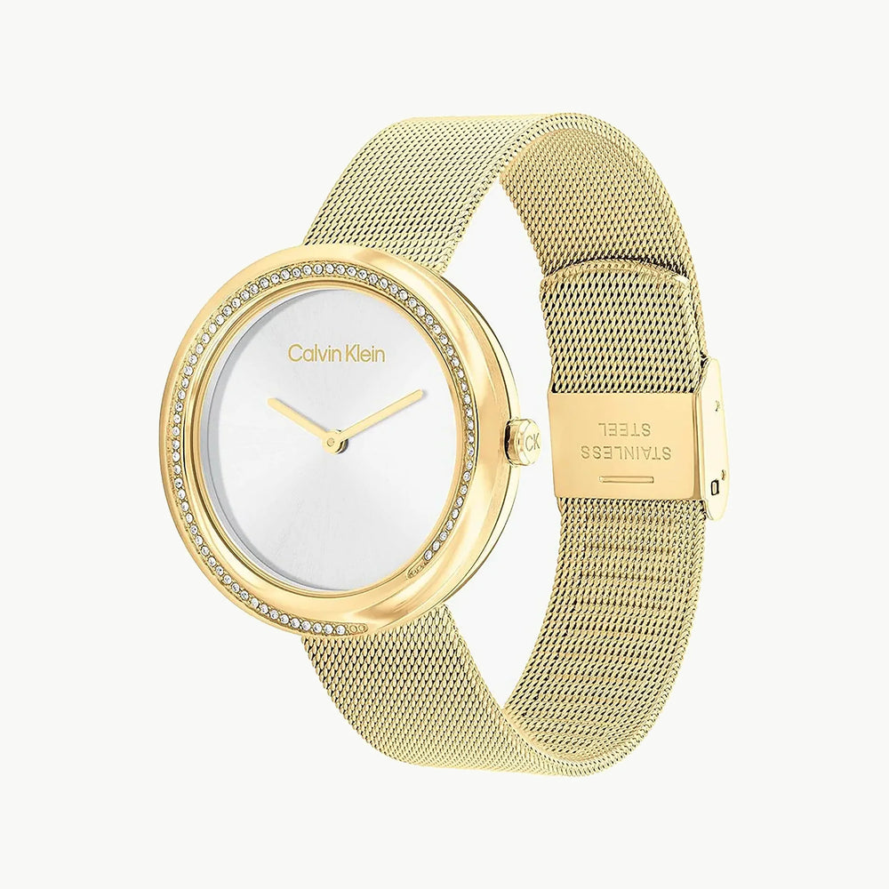 Ck Calvin Klein Women's Gold Watch, Silver Dial | K3m231c6 by i-watch