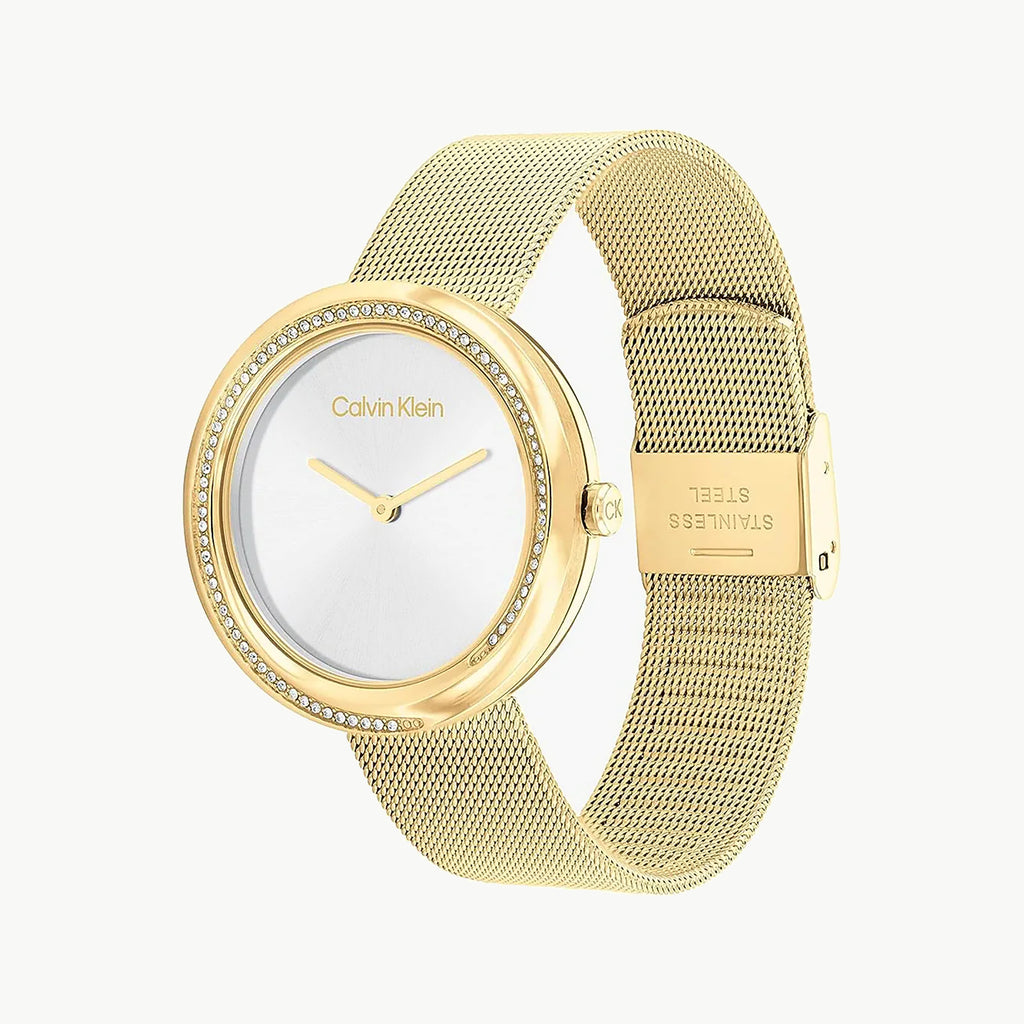 CK CALVIN KLEIN 34MM GOLD RADIANCE - ELEGANT WOMEN'S TIMEPIECE WITH SILVER DIAL-i-Watch-2
