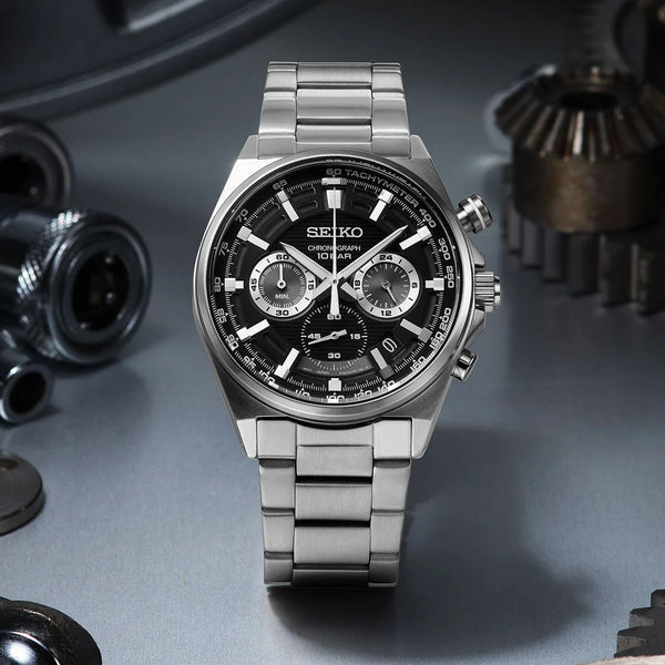 Seiko Men's Silver Watch, Black Dial | Ssb397p1 by i-watch