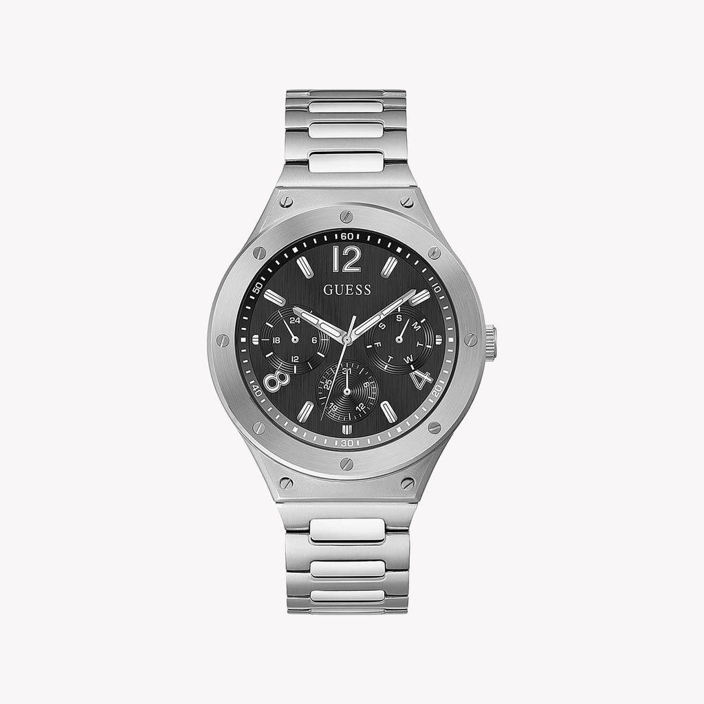 GUESS GW0454G1 BOLD PRECISION - STYLISH SILVER TIMEPIECE WITH BLACK DIAL & 10 ATM WATER RESISTANCE