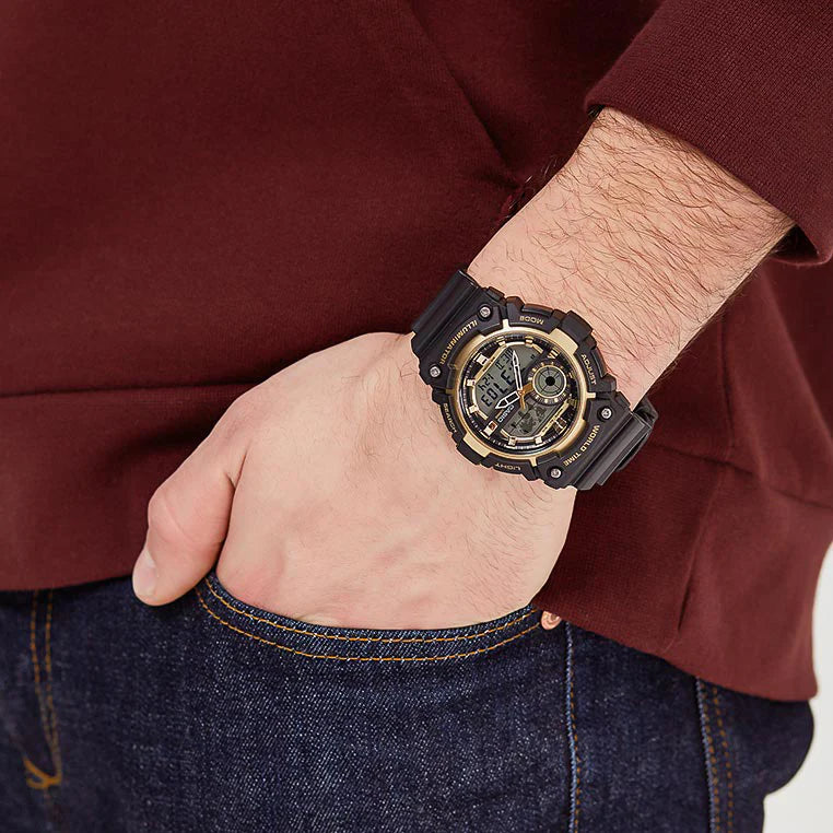 Casio Men's Black Resin Watch, Digital Display | Aeq-200w-9avdf by i-watch