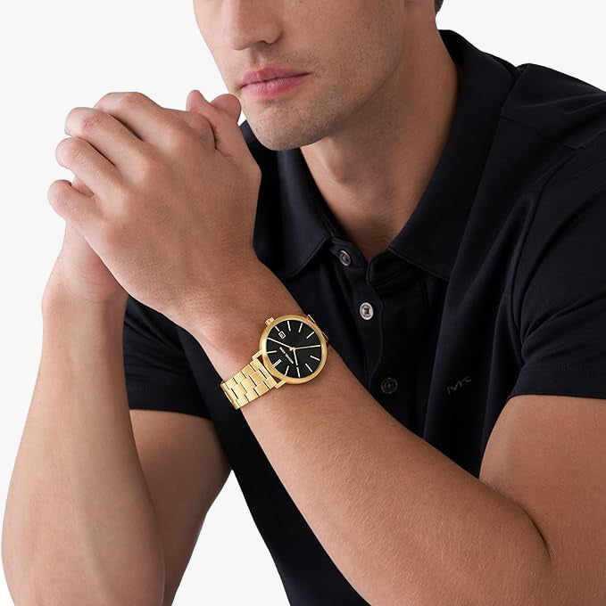 MICHAEL KORS MK9136 BOLD ELEGANCE - MEN'S GOLD STAINLESS STEEL TIMEPIECE WITH BLACK DIAL-i-Watch-4