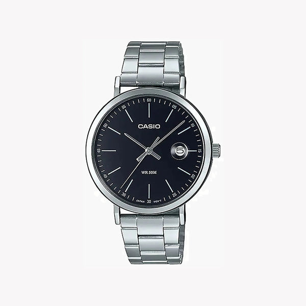 Casio Mtp-E175d-1evdf - Sporty Elegance Men's Watch With Stainless Steel Band & Black Dial by i-watch