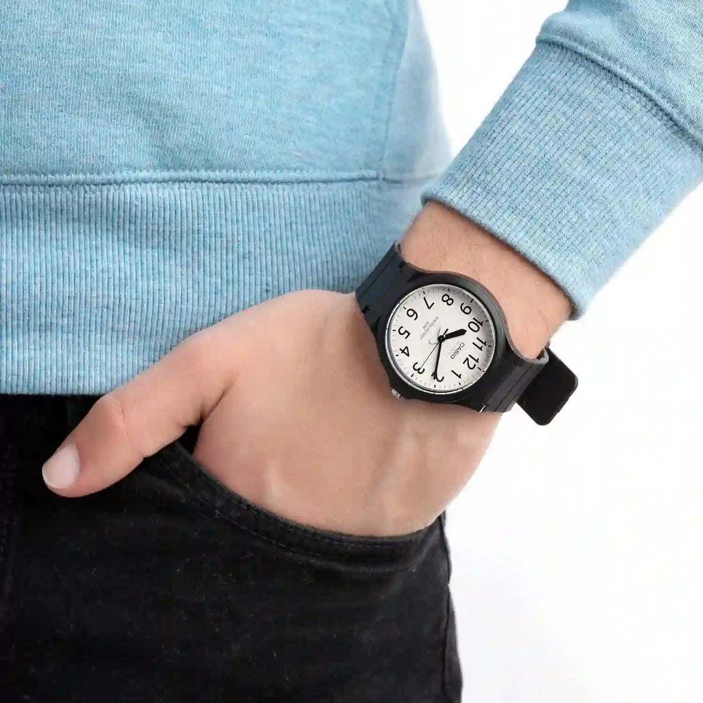 CASIO MW-240-7BV SPORTY ELEGANCE - VERSATILE TIMEPIECE for Every Adventure with Black Resin Band and White Dial-i-Watch-4