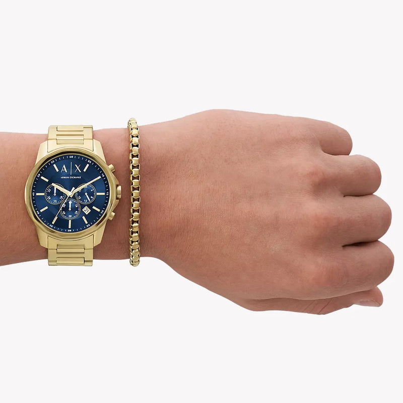 Armani Exchange Men's Gold Watch, Blue Dial | Ax7151set by i-watch