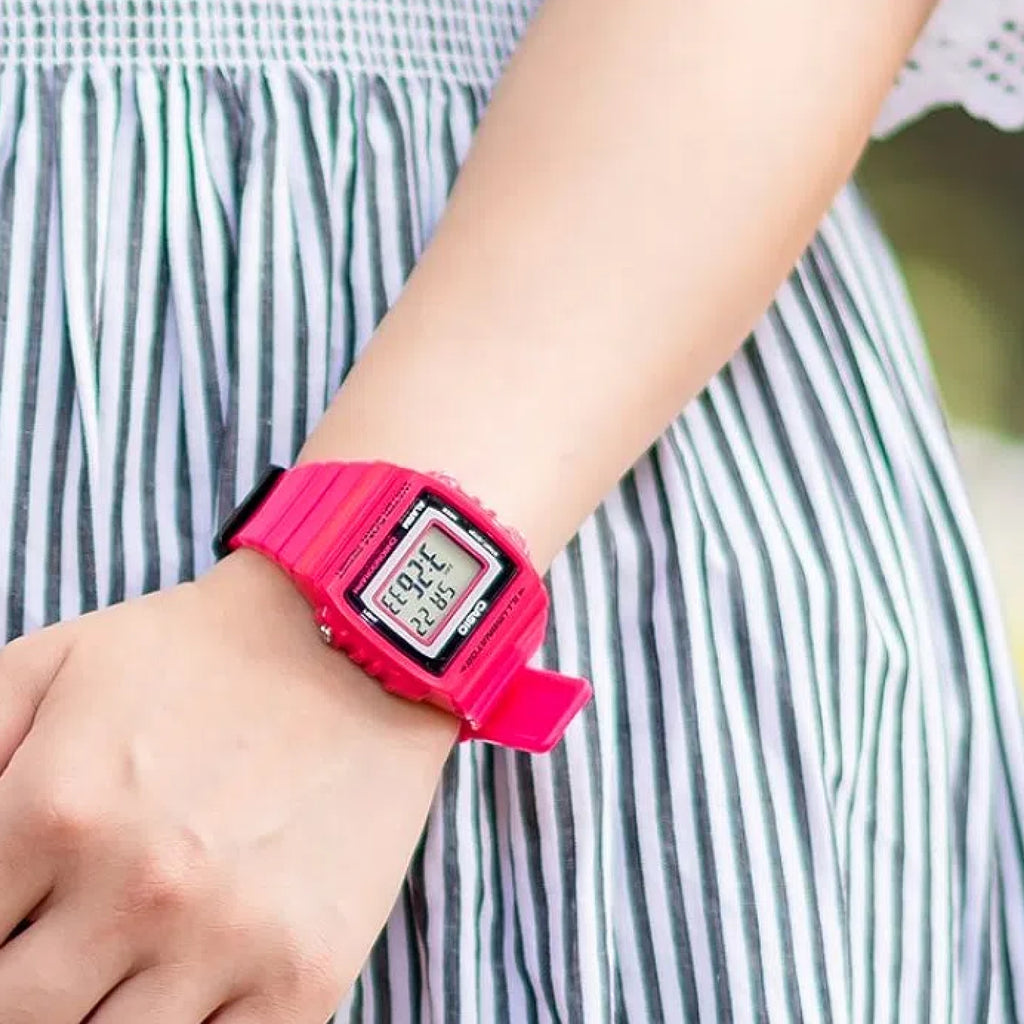 CASIO W-215H-4AVDF SPORTY CHIC - PINK RESIN DIGITAL WATCH for Women, Perfect for Work & Play