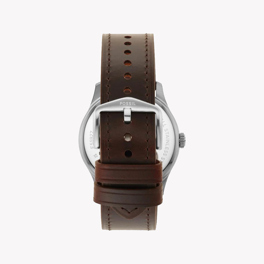 Fossil Men's Silver Stainless Steel, Brown Leather | Fs5927 by i-watch