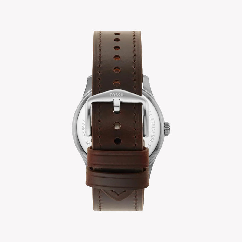 Fossil Men's Silver Stainless Steel, Brown Leather | Fs5927 by i-watch