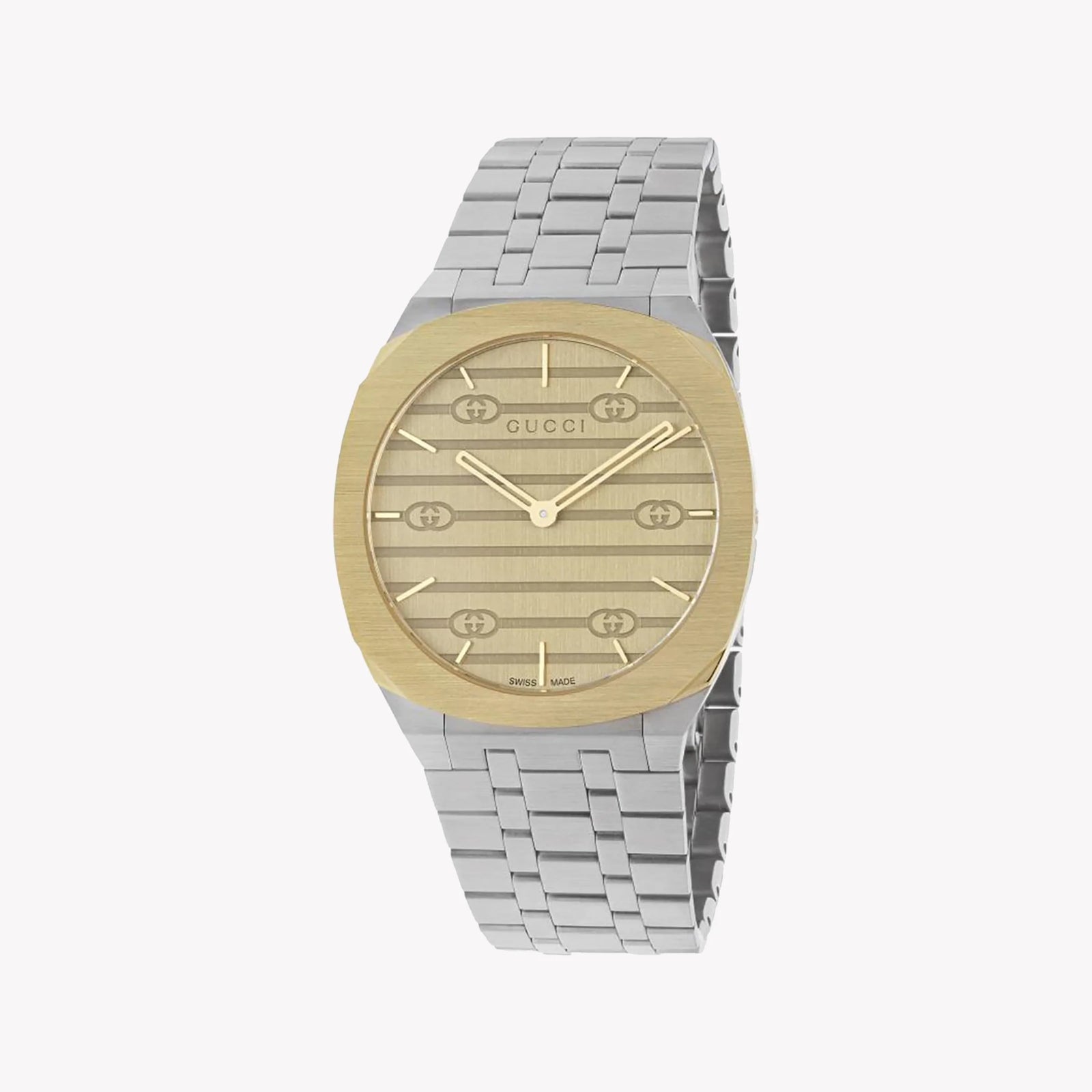 GUCCI YA163405 LUXURY TIMEPIECE - ELEGANT SILVER-GOLD & GOLD DIAL UNISEX WATCH