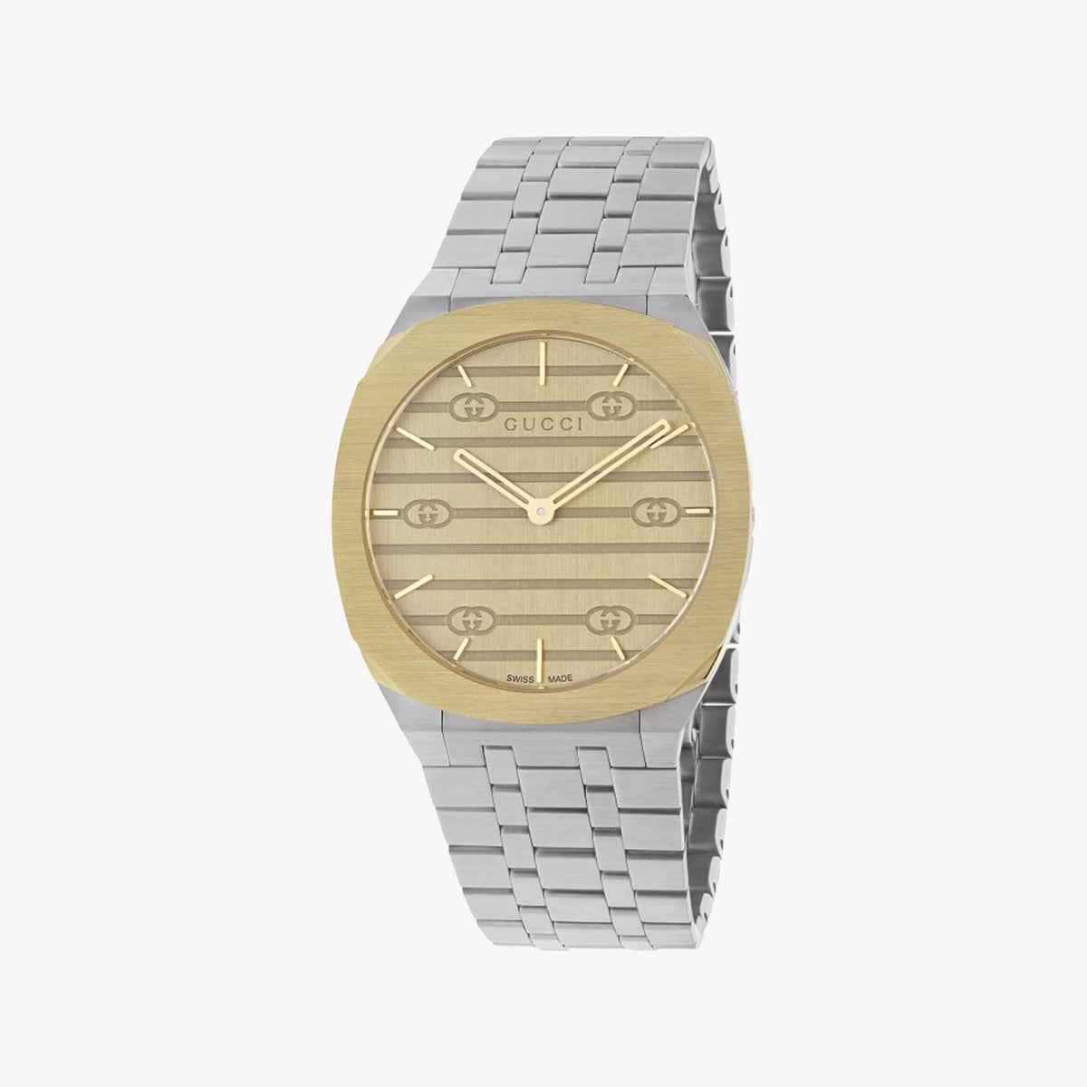 GUCCI YA163405 LUXURY TIMEPIECE - ELEGANT SILVER-GOLD & GOLD DIAL UNISEX WATCH