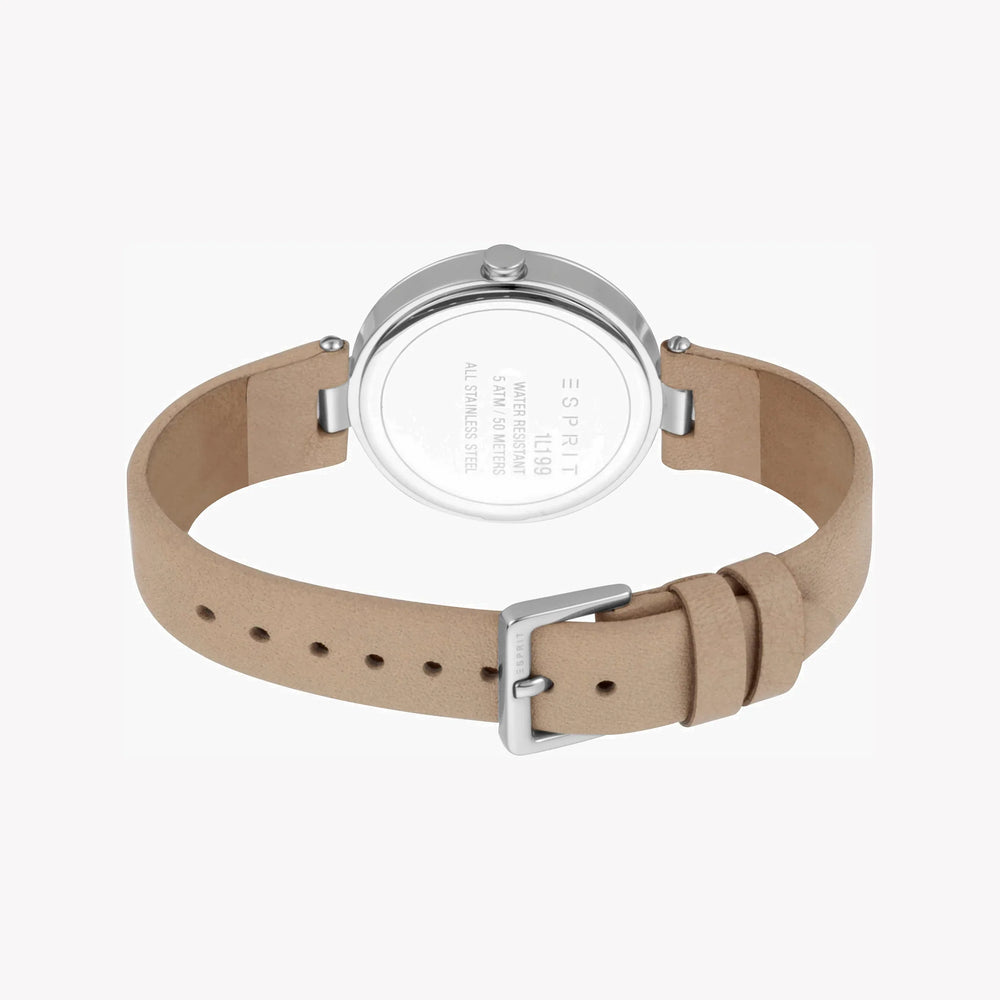 Esprit Women's Beige Leather Watch, White Mother Of Pearls | ES1L199L1015 by i-watch