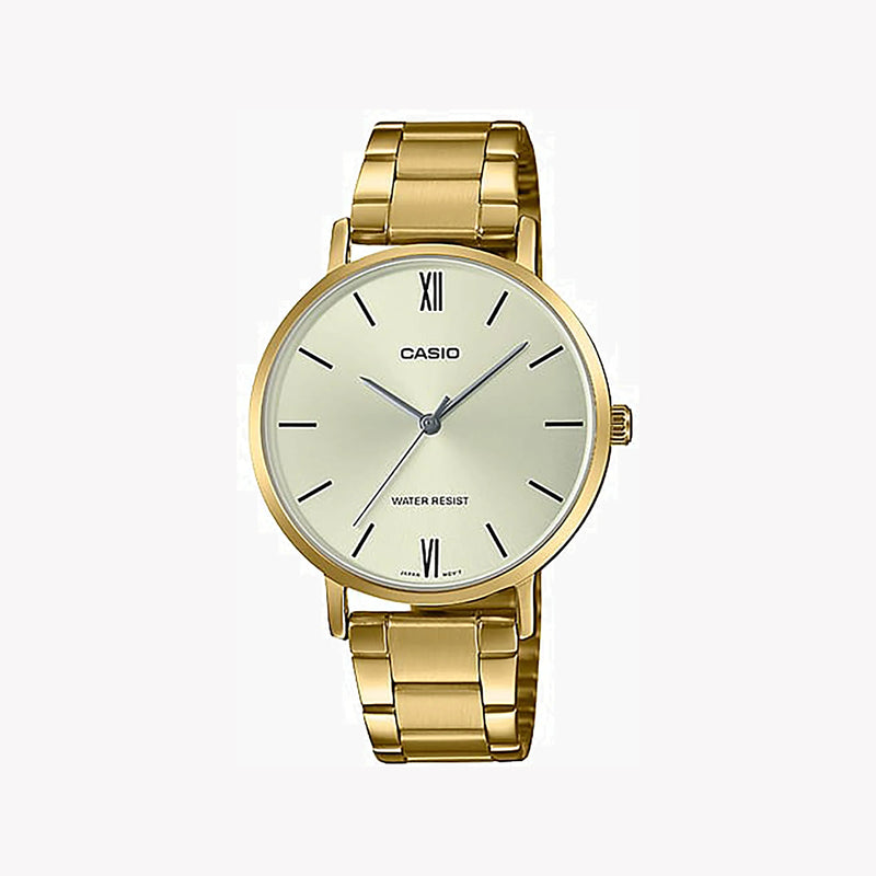 Casio Women's Gold Stainless Steel Watch, Beige Dial | Ltp-Vt01g-9b by i-watch