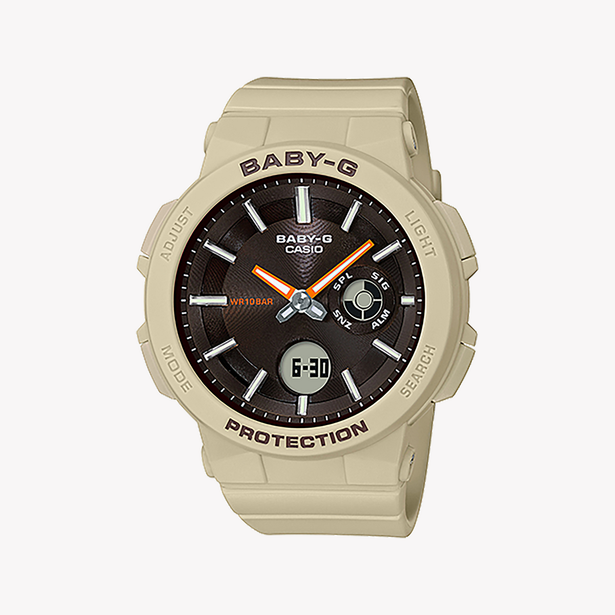 BGA-255-5ADR BABY-G - ELEGANT ADVENTURER WOMEN'S WATCH WITH BEIGE CASE & BROWN DIAL
