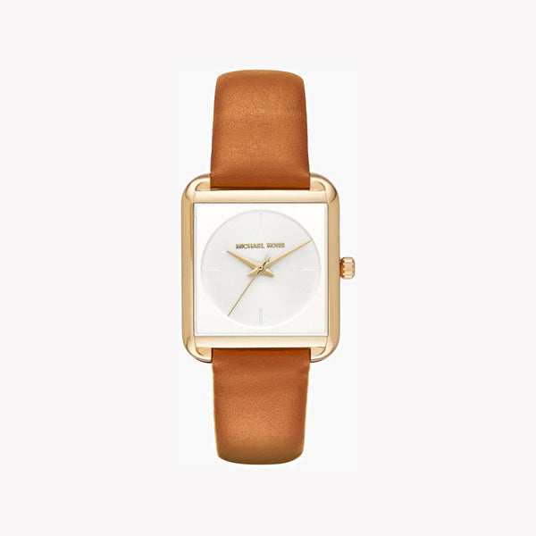 Michael Kors Women's Gold & Brown Leather Watch, White Dial | Mk2584 by i-watch