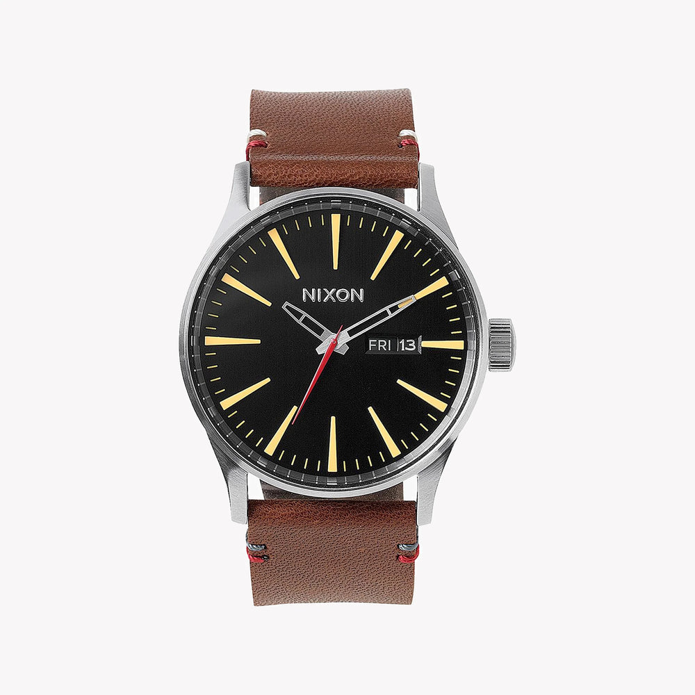 Nixon Men's Brown Stainless Steel, Silver Leather | A105-019 by i-watch