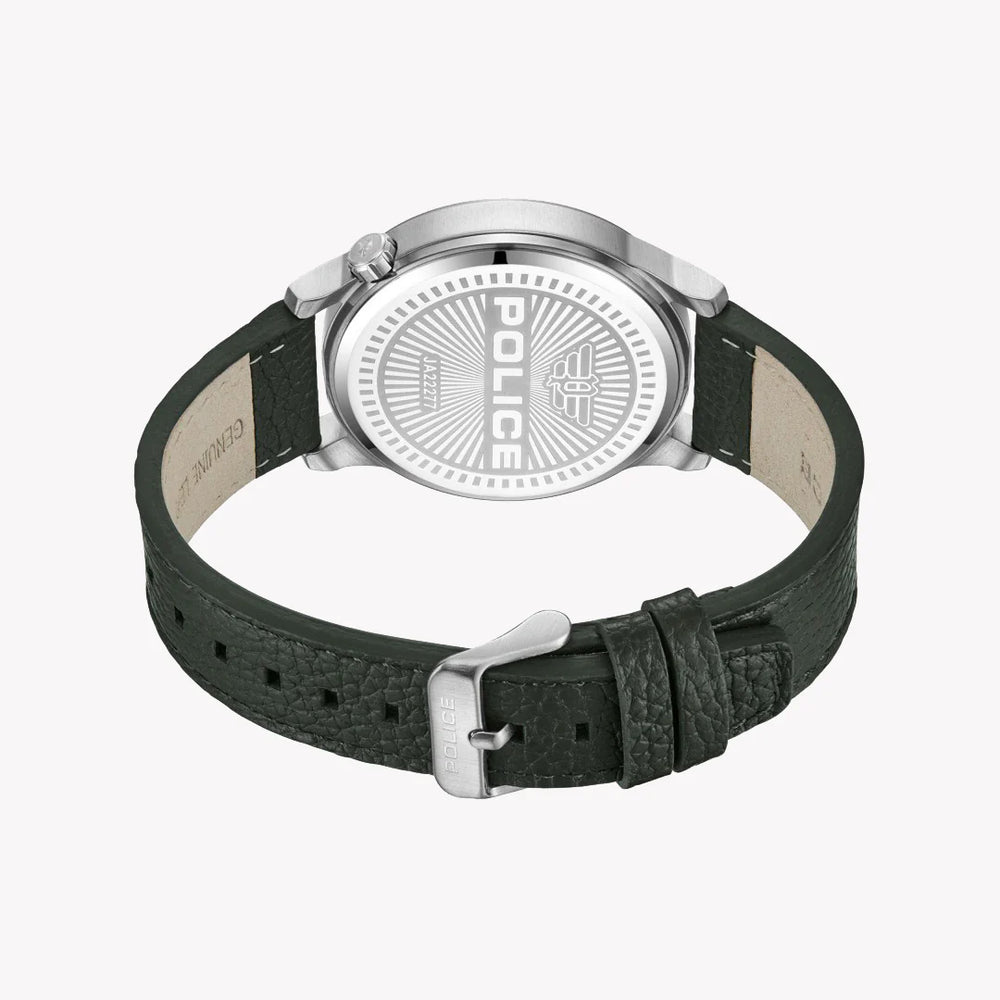 Police Men's Silver Stainless Steel, Black Leather | Pewja2227703 by i-watch