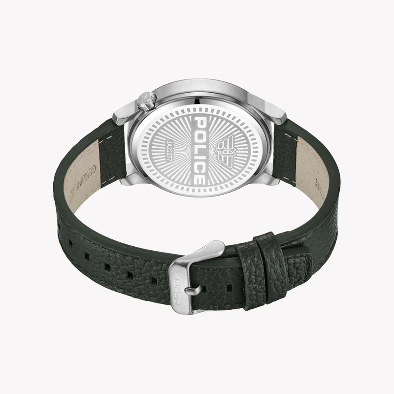 Police Men's Silver Stainless Steel, Black Leather | Pewja2227703 by i-watch