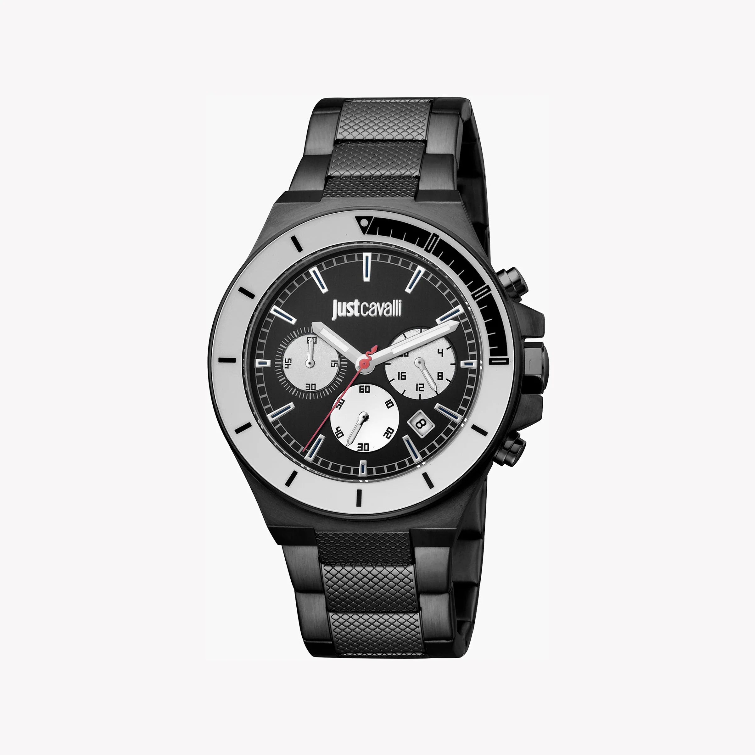 JUST CAVALLI BLACK STAINLESS STEEL ELEGANCE - SOPHISTICATED MEN'S WATCH 43MM