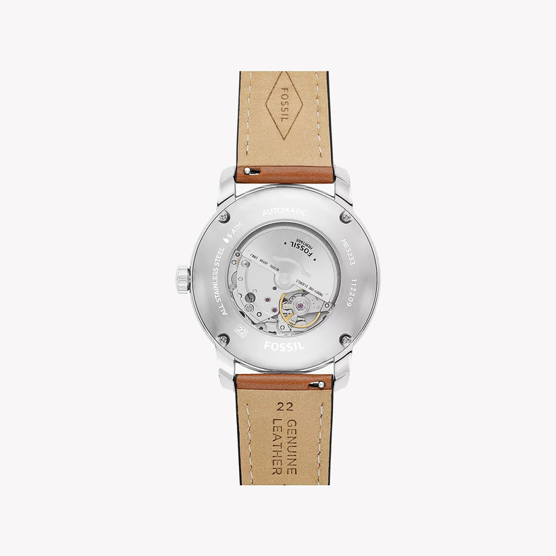 Fossil Men's Silver Watch, Black Dial, Brown Leather | Me3233 by i-watch